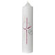 Pink cross candle with intertwined wedding rings 265x60 mm s1