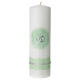 Candle silvered wedding rings with green decorations 20x7 cm s1