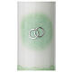 Candle silvered wedding rings with green decorations 20x7 cm s2