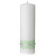 Unity candle with silver wedding rings with green decorations 200x70 mm s3