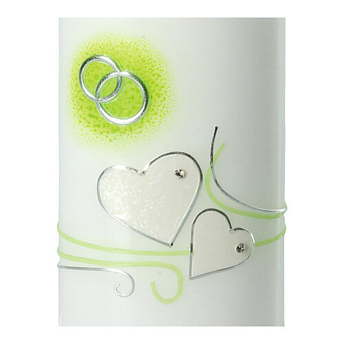 Hochzeitskerze mit Herz und Eheringen grün, 230x90 mm 2
