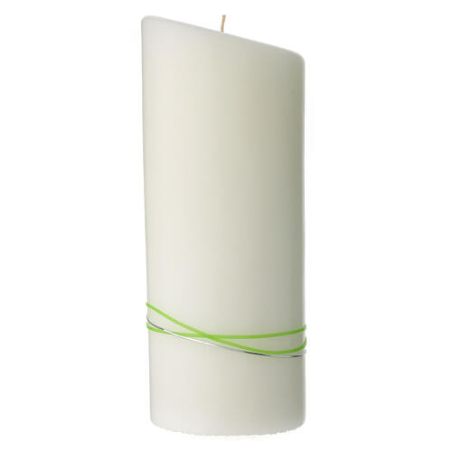 Oval wedding candle hearts green 23x9 cm 4