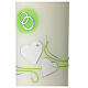 Wedding pillar candle green hearts and rings 230x90 mm s2