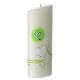 Wedding pillar candle green hearts and rings 230x90 mm s3