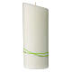 Wedding pillar candle green hearts and rings 230x90 mm s4