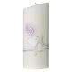 Hochzeitskerze mit Eheringen und lilafarbenen Details, 230x90 mm s1