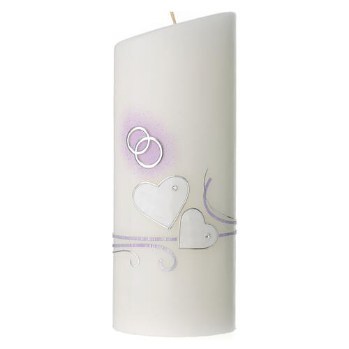 Lilac hearts wedding candle 23x9 cm 1