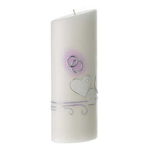 Lilac hearts wedding candle 23x9 cm 3