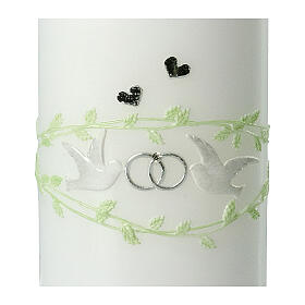 Pillar candle doves wedding rings oval 230x90 mm