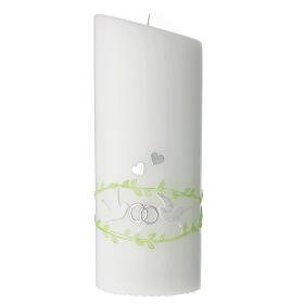 Pillar candle doves wedding rings oval 230x90 mm