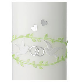 Pillar candle doves wedding rings oval 230x90 mm