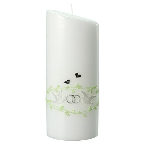 Pillar candle doves wedding rings oval 230x90 mm 1