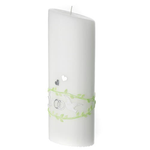 Pillar candle doves wedding rings oval 230x90 mm 3