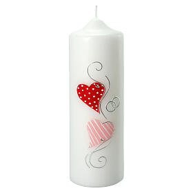Wedding candle with rings hearts 225x70 mm