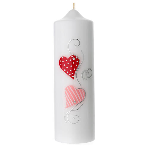 Wedding candle with rings hearts 225x70 mm 1