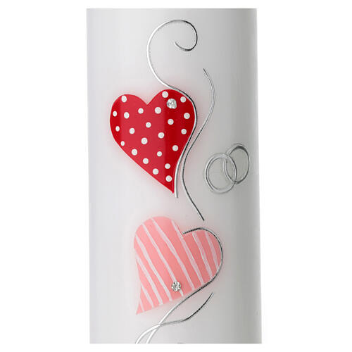 Wedding candle with rings hearts 225x70 mm 2