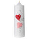 Wedding candle with rings hearts 225x70 mm s1