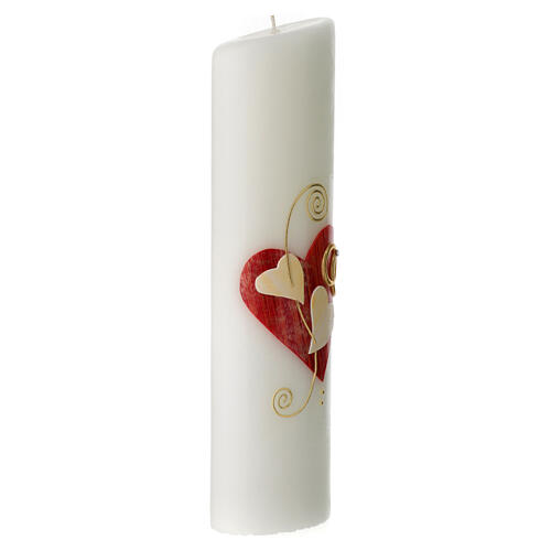 Wedding candle with red heart and golden rings 240 mm 3
