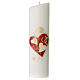 Wedding candle with red heart and golden rings 240 mm s1