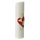 Wedding candle with red heart and golden rings 240 mm s3