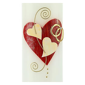 Unity candle red hearts wedding rings 240 mm