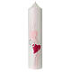 Hochzeitskerze mit pinken Herzen und silbernen Details, 265x60 mm s1
