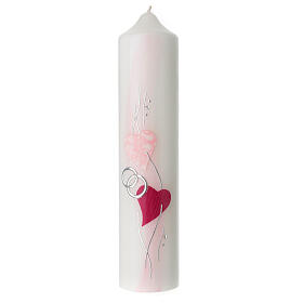 Świeca srebrne obrączki i serca, na ślub, 265x60 mm