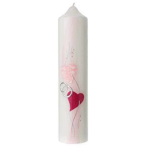 Unity candle with silver wedding rings hearts 265x60 mm 1