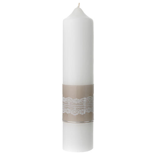 Wedding candle, doves and beige lace, 265x60 mm 3