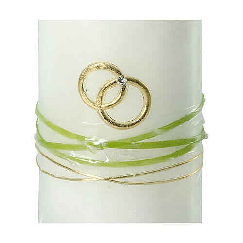 Vela alianzas verde oro boda 180x70 mm 2