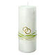 Unity candle with green band gold rings 180x70 mm s1