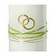 Unity candle with green band gold rings 180x70 mm s2
