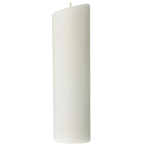 Świeca biała z kwiatami i pozłacanymi obrączkami, 240 mm 4