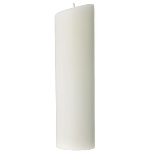 Wedding pillar candle with white flowers gold rings 240 mm 4