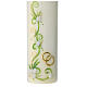 Wedding pillar candle with white flowers gold rings 240 mm s2