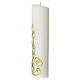 Wedding pillar candle with white flowers gold rings 240 mm s3