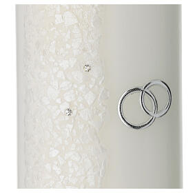 Oval wedding candle, pearly glitter, 230x90 mm