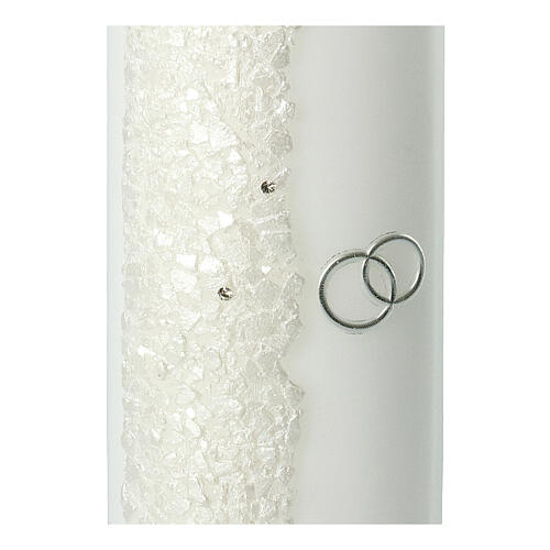 Candela ovale matrimonio glitter panna 230x90 mm 2