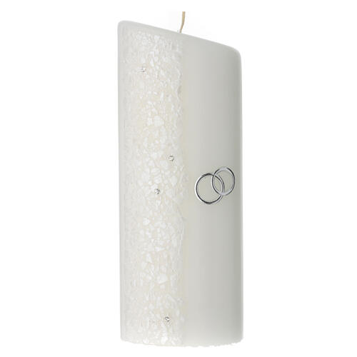 Candela ovale matrimonio glitter panna 230x90 mm 1