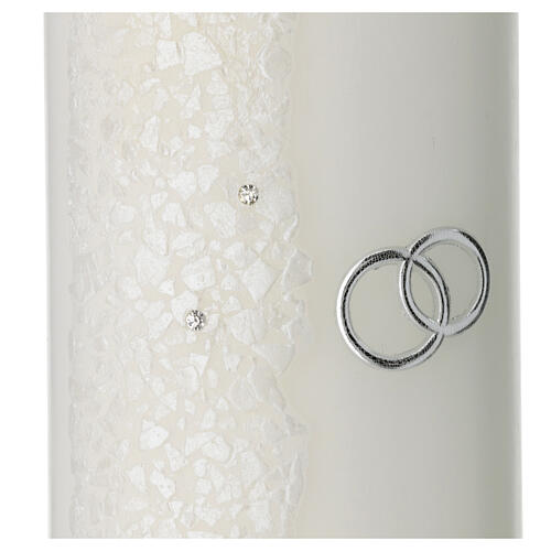 Candela ovale matrimonio glitter panna 230x90 mm 2