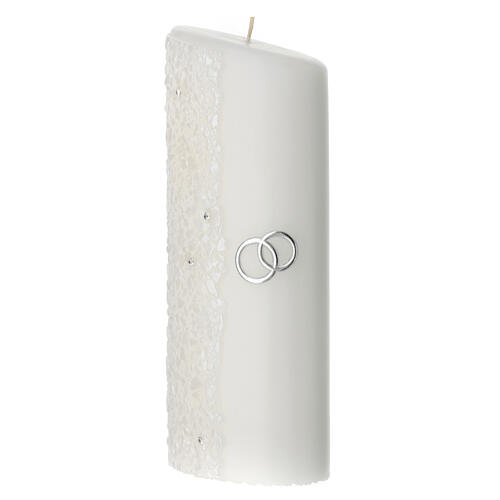 Candela ovale matrimonio glitter panna 230x90 mm 3