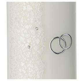 Vela oval casamento decoração creme com glitter 23x9 cm
