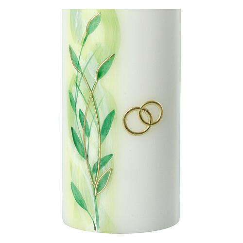 Oval candle, golden wedding ring and green leaves, 230x90 mm 2
