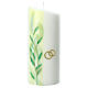 Oval candle, golden wedding ring and green leaves, 230x90 mm s1