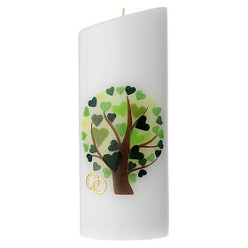 Oval wedding candle, green tree of life, 230x90 mm