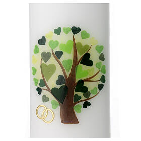 Oval wedding candle, green tree of life, 230x90 mm