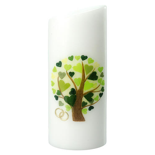 Oval wedding candle, green tree of life, 230x90 mm 1