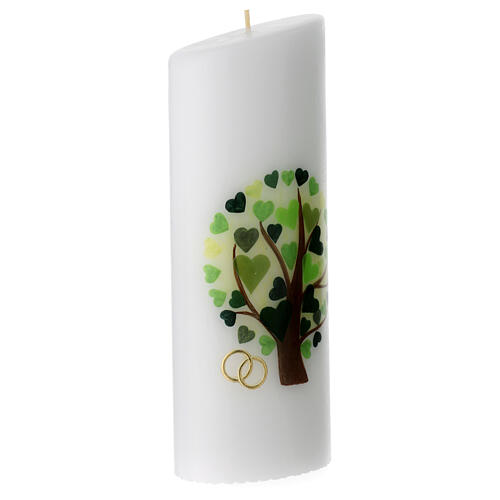Oval wedding candle, green tree of life, 230x90 mm 3