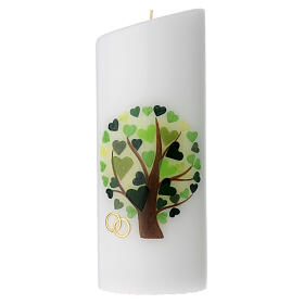 Unity candle with Tree of Life wedding rings 230x90 mm