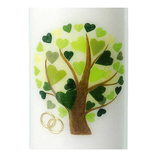 Unity candle with Tree of Life wedding rings 230x90 mm 2
